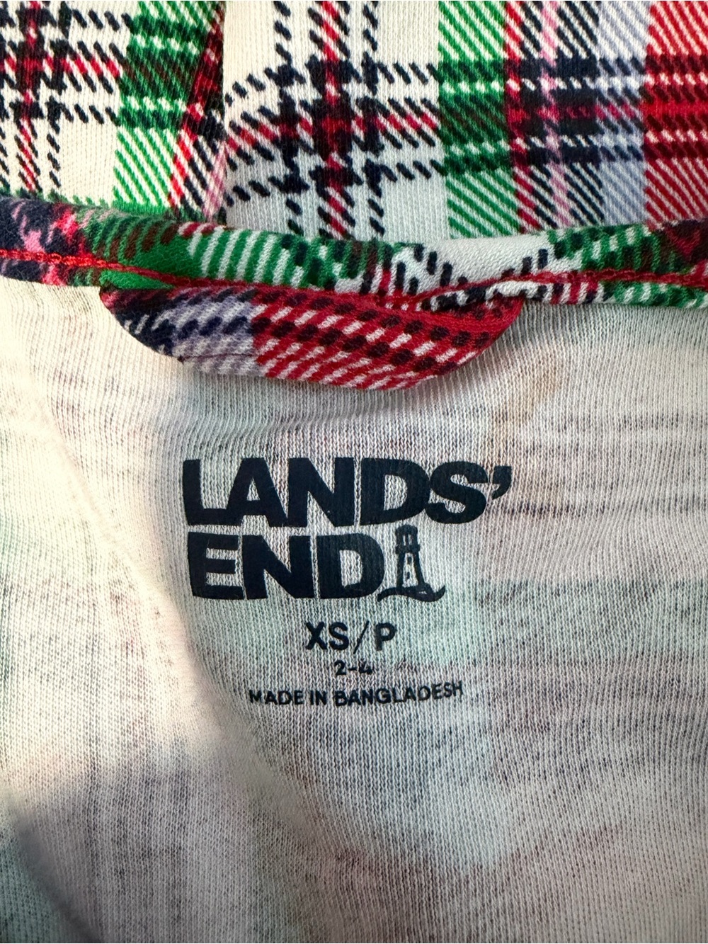 Land’s End Cotton Long Sleeve Plaid Midcalf Nightgown 100% Cotton Sze XS - Picture 5 of 6